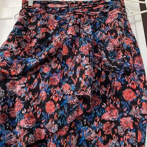 100% silk faux-wrap IRO mini skirt.  Size M